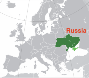 Ukraine Map in relation to Russia